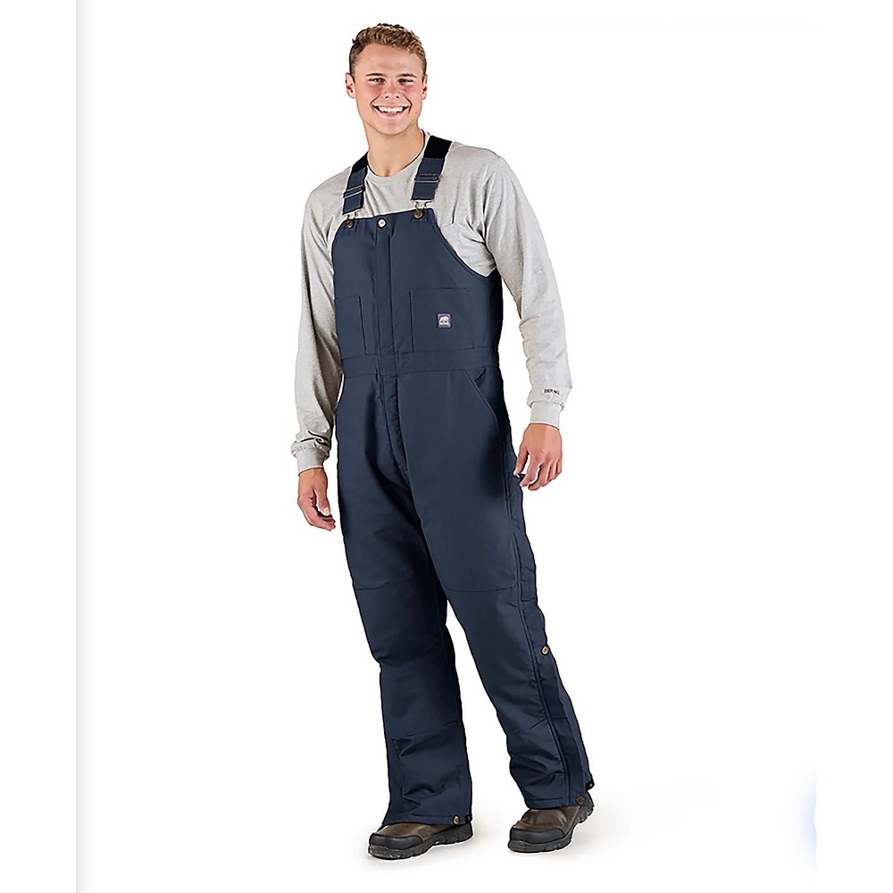 Berne Mens 2XL Tall Insulated Bib Overalls Navy Blue Workwear B414NV Quilted